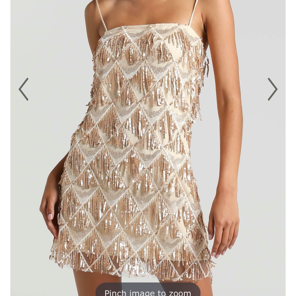 Showpo Shook Dress in Champagne